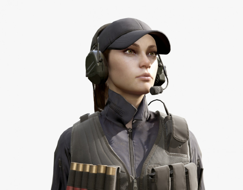 Game render 3d girl army girl character free