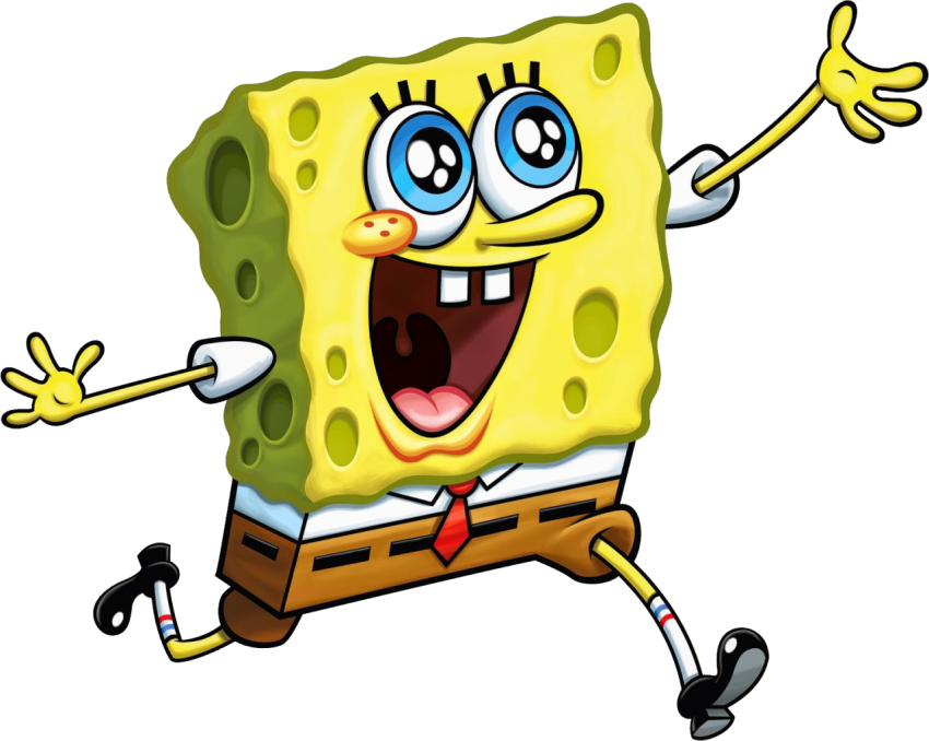 Running Spongebob PNG Cartoon Character Image