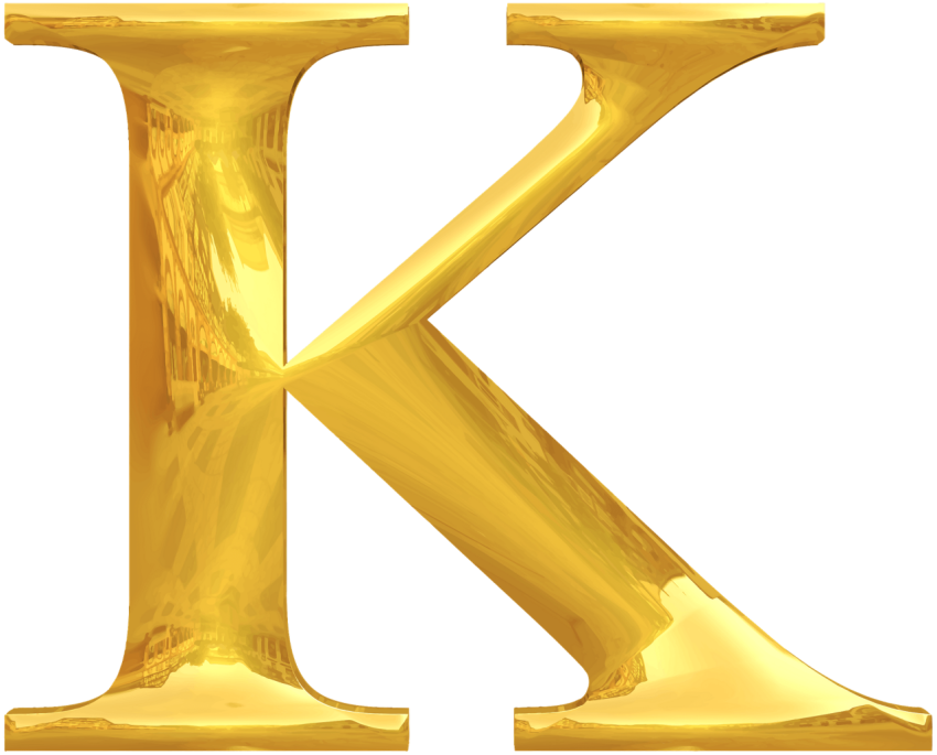 Gold Capital K Letter PNG image On Free Background