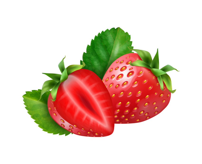 Realistic Strawberry Leaves Composition