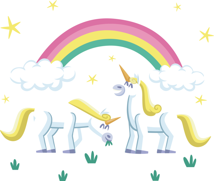 White Unicorn Fly On cloud PNG Free