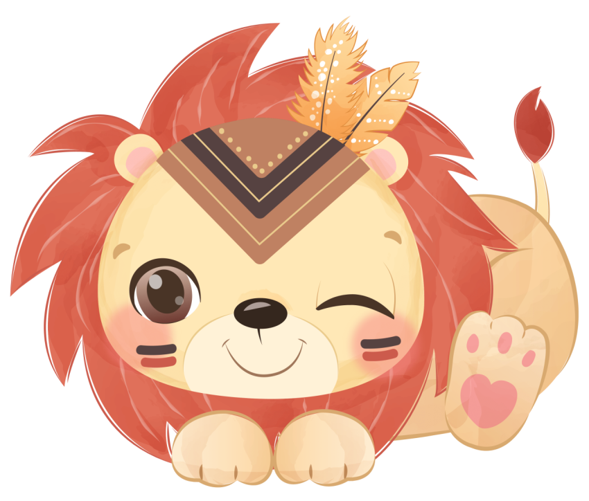 Tribal series little lion illustration PNG Free Download