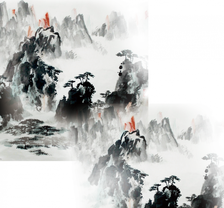 Cloud chinoiserie mountain painting effect of Chinese Feng mountain