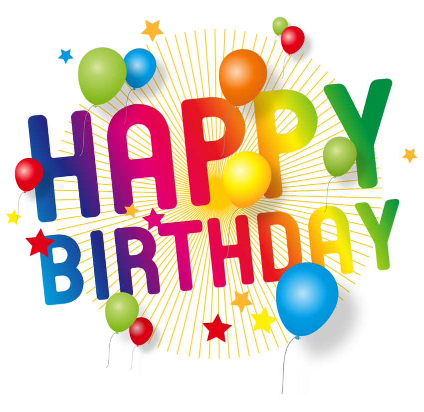 Happy Birthday Text with Balloon PNG Image Free Download