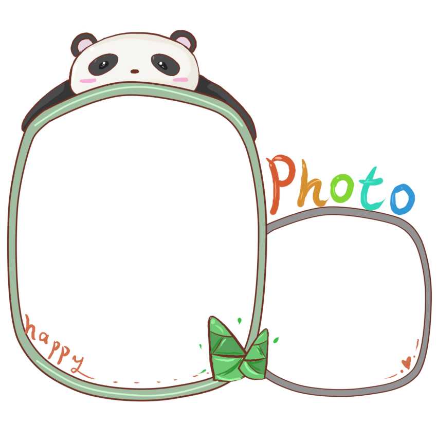 Panda photo frame cartoon illustration Free Download PNG