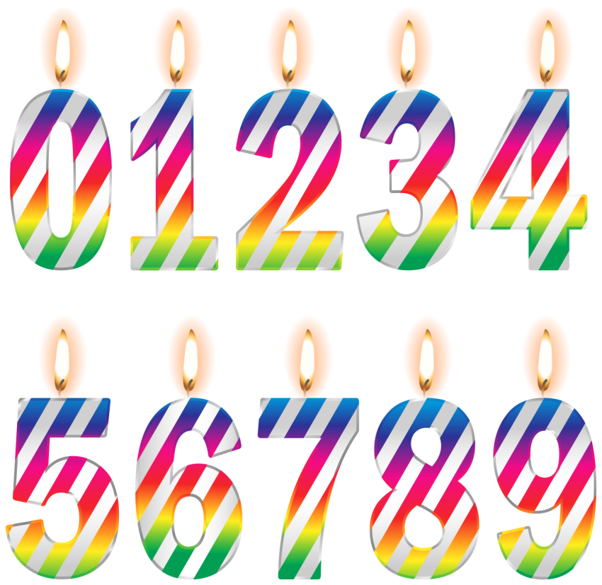 Colorful 1 through 9 Birthday Numbers PNG Image Transparent