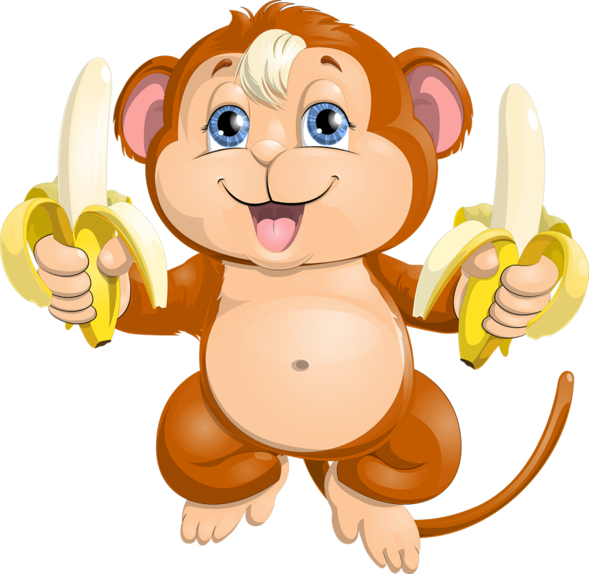 Banana Cartoon Monkey Picture PNG Free Transparent
