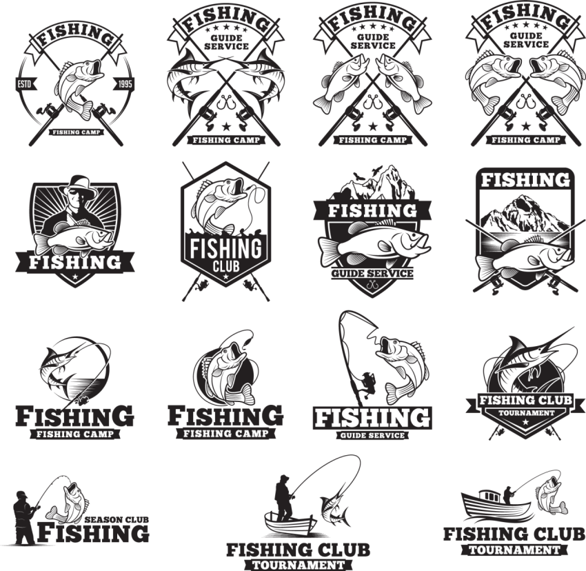 Fishing logos and badges PNG Image
