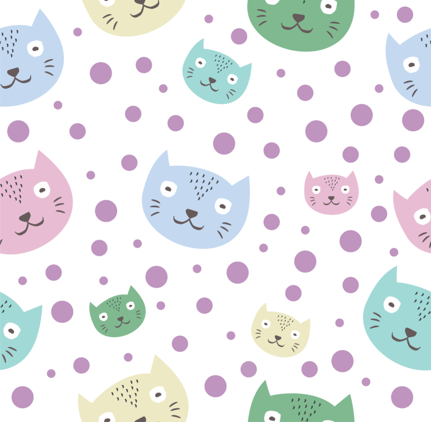 Cute hand drawn cat seamless Free Download PNG