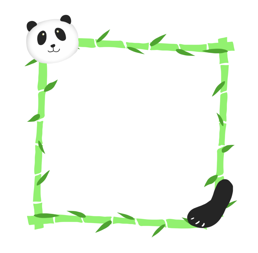 Panda bamboo border illustration PNG Free Download