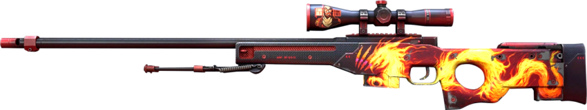 AWP sniper with dragon red and yellow color png free