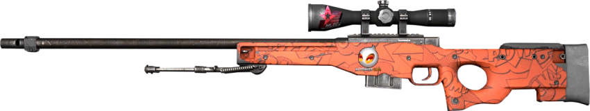 AWP sniper with dragon orange color png free download