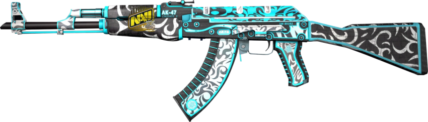 Ak47 gun black and light blue and yellow texutre color