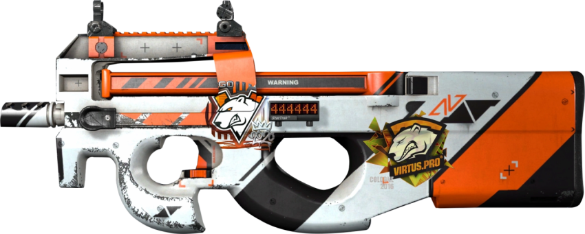 P90 black and white and orange color gun