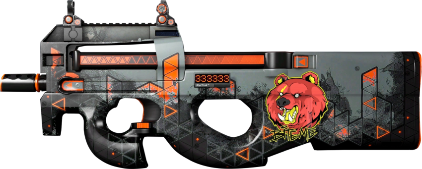 P90 black and orange gun