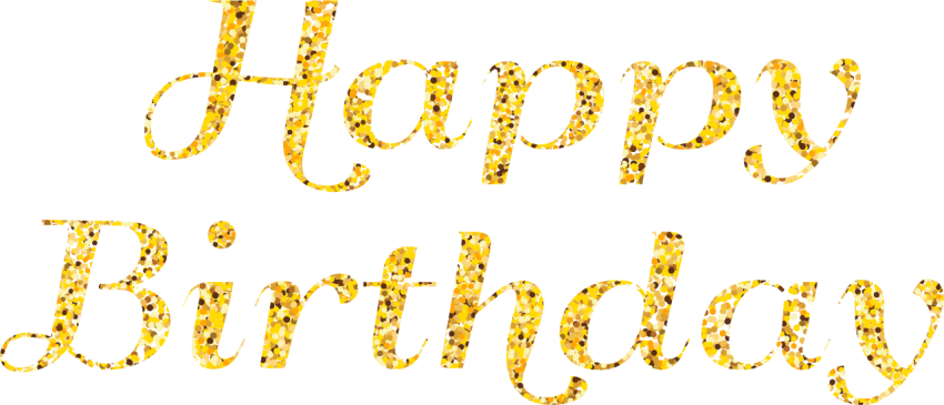 Golden Shining Happy Birthday PNG Text Image Free Download