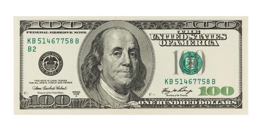 100 dollar banknote image PNG free download