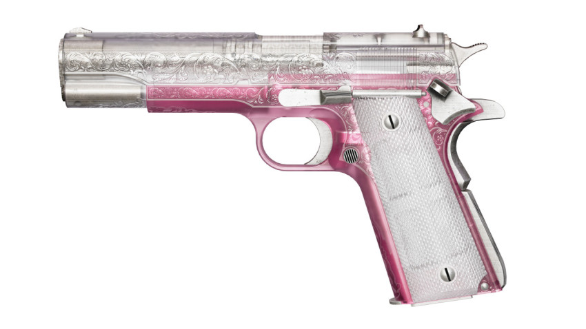 Sliver Pink Handgun Png Free Image - Transparent Gun Photo