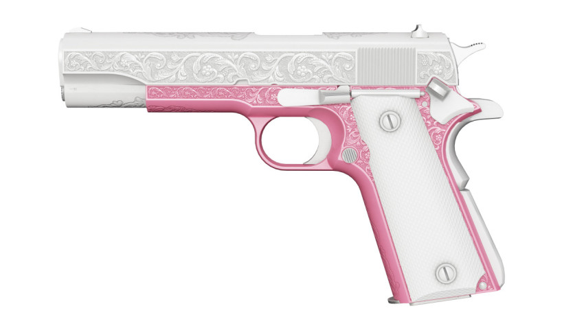 White Pink Handgun Png Free Image - istock, Vector Gun Photo, Transparent Background