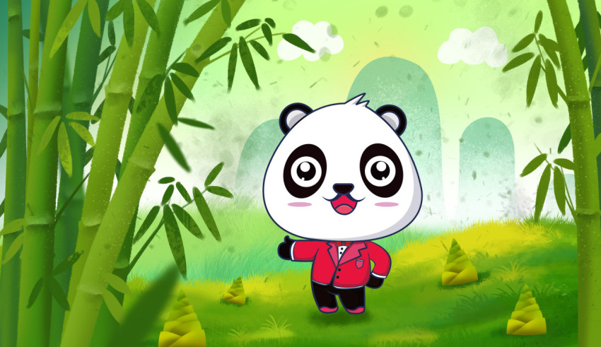 Little panda bamboo forest cartoon PNG Free Download