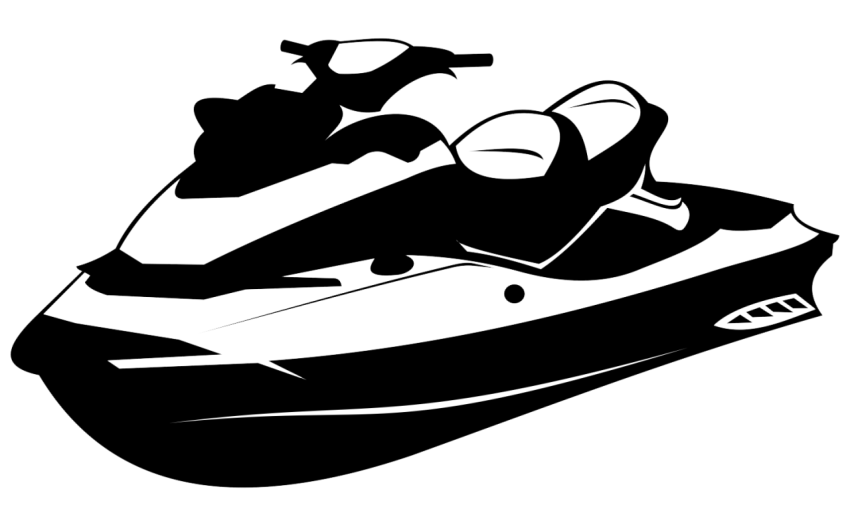 Black & White Jet Ski PNG Image Free Download