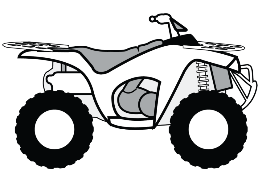 Black & White ATV PNG Cartoon Free Download