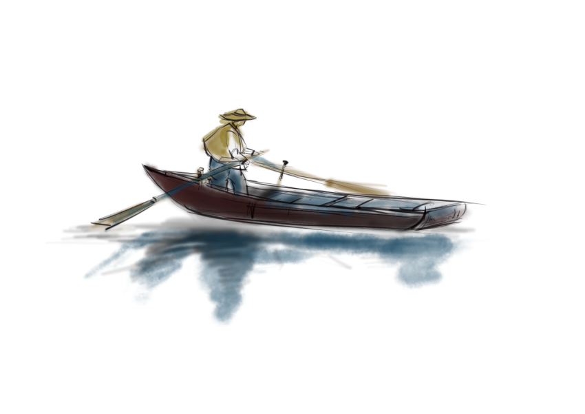 Ink fishing boat PNG Free Download