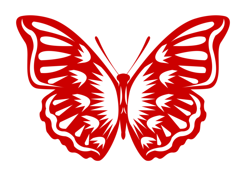 Red butterfly paper cut red PNG Download
