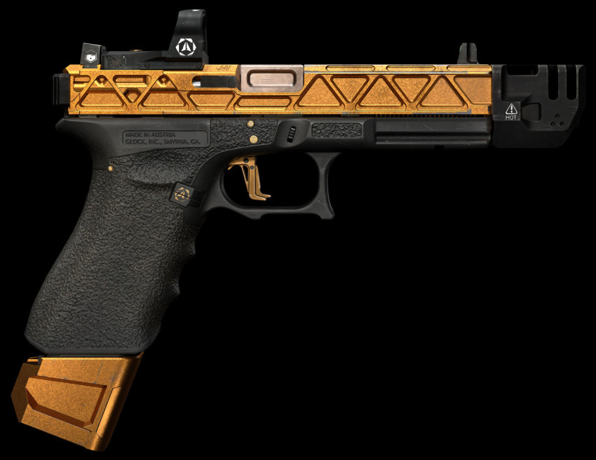 Firearm BlackGold Gun Weapon Pistol, gold Hundgun Png Image