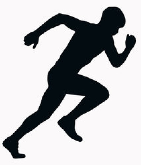 Boy running shadow icon vactor
