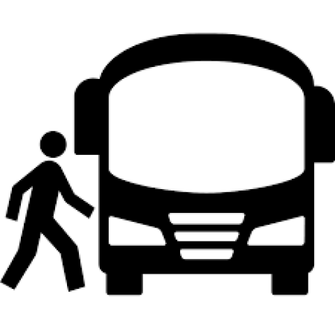 Black bus sitting icon