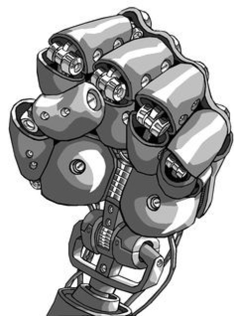 Animated illustration of robot hand vactor graphic design image