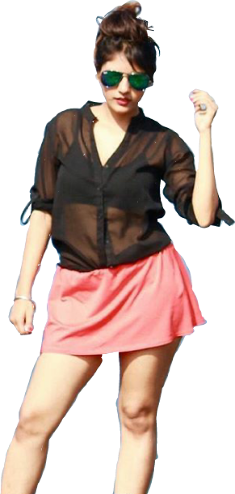 Hot girl in skirt black and pink dress free png free png