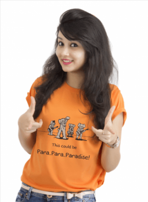 Beautiful girl in orange colour t_shirt free png