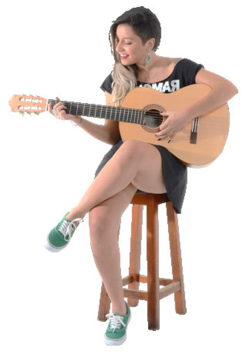 Hot girl with guitar black dress free png