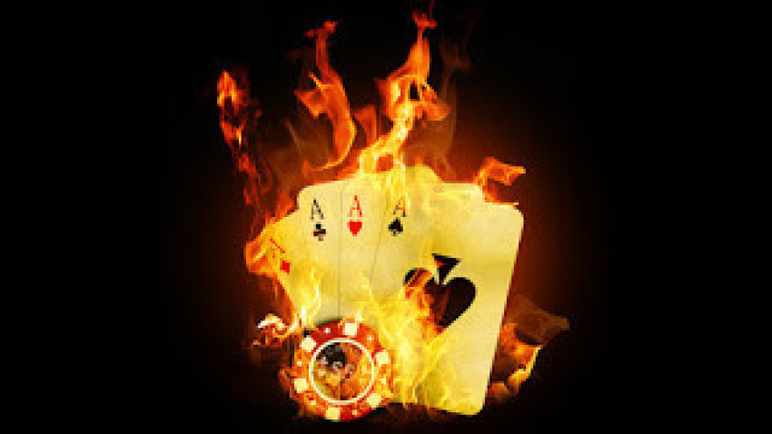 Plying card's fire image, fire on card's black background png free download