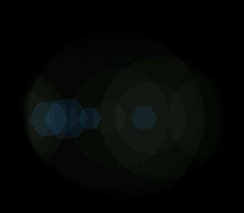blue green hexagon lens flare & lighting effect