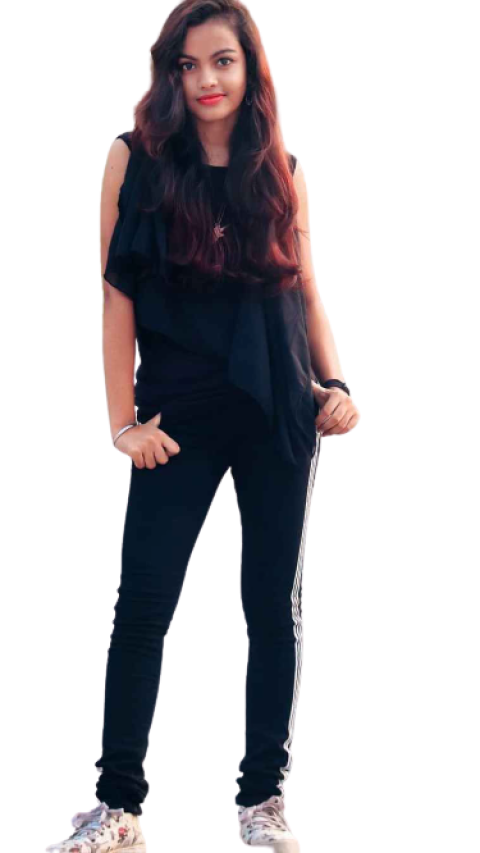 Teen age stylish girl in black dress with joggers free png
