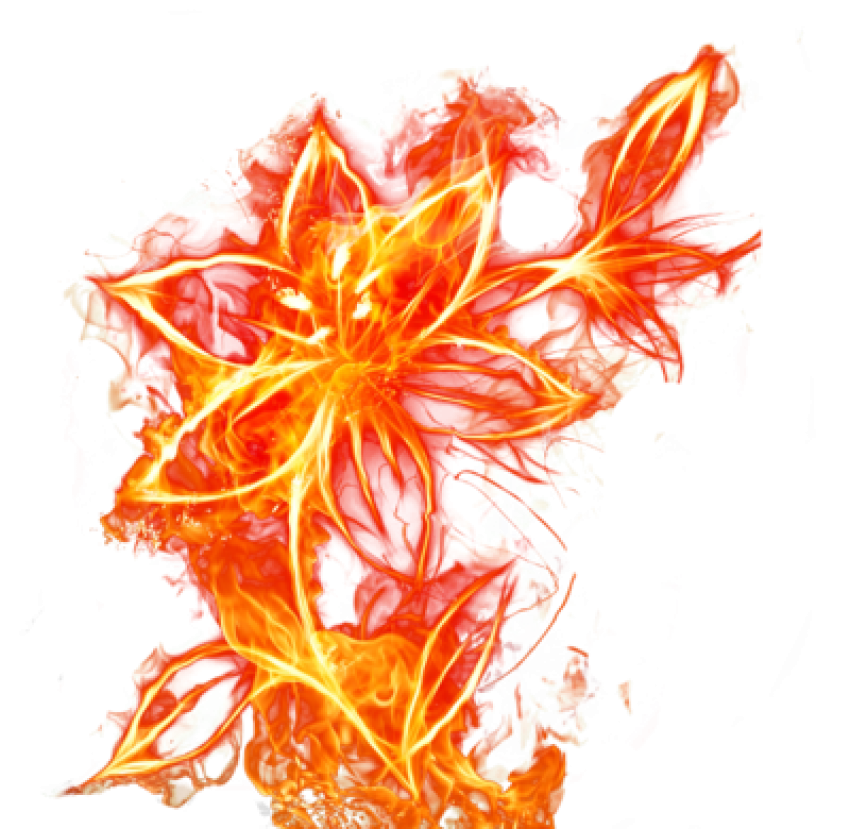 Transparent  yellow fire flower with red smoke png free download