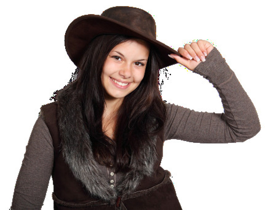 Happy girl with smile black and brown colour dress free png