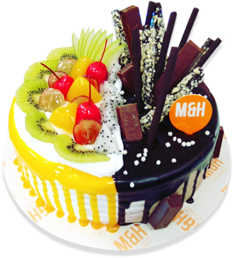 HD Birthday Mix Chocolate & Fruites Cake PNG Image