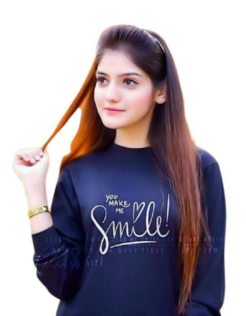 Innocent cute girl in black shirt with open hair