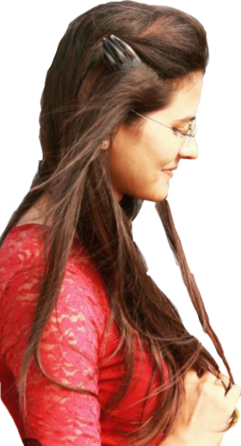 Simple girl side pose with glasses red dress free png