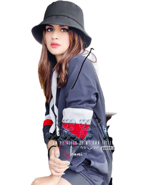 Beautiful teen age girl with hat and grey shirt free png