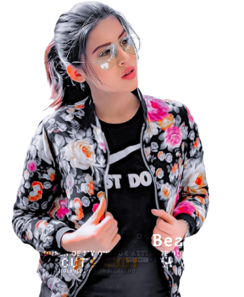 Beautiful girl with glasses black pant shirt and colourful jacket free png
