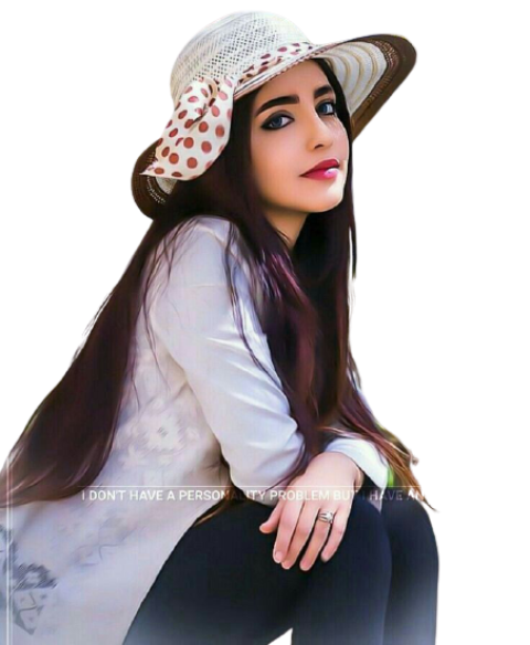 Dark makup stylish indian girl with hat free png