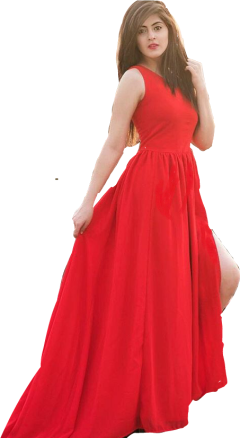 Beautiful girl in red long frock free png