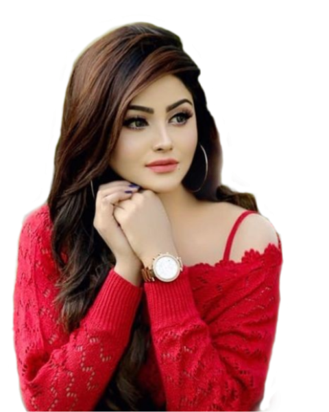 Beautiful girl in red shirt with heavy makeup free png