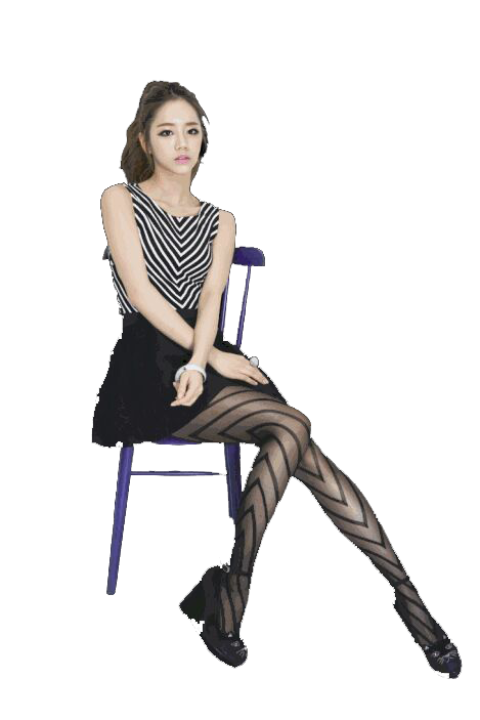 Asian girl in black and white skirt free png