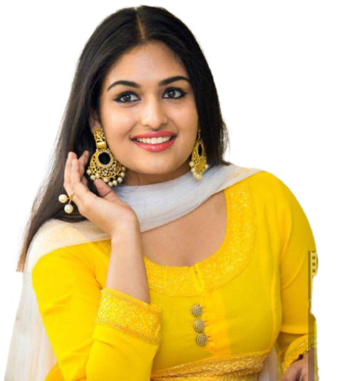 Punjabi girl with teeth smile yellow and white dress free png